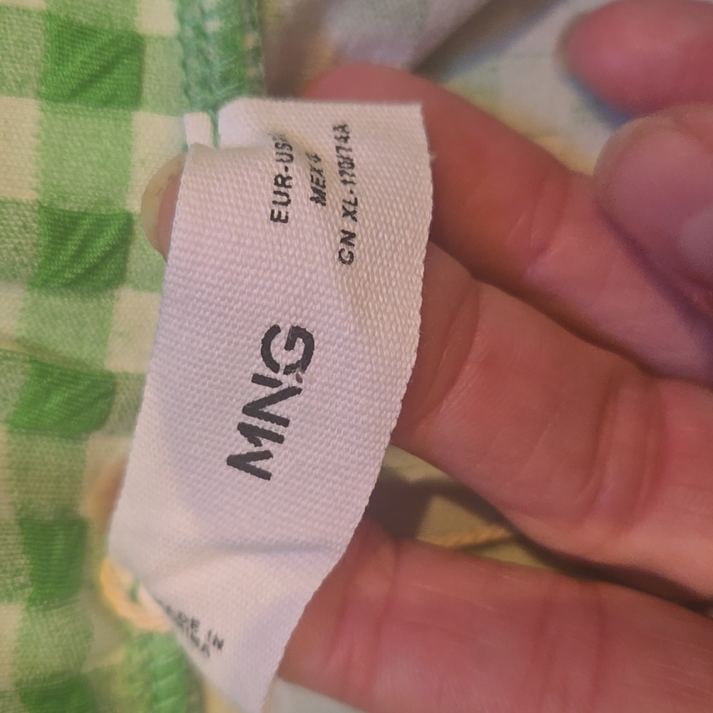 New Mango MNG Green/White Gingham Midi Skirt - Picture 4 of 7